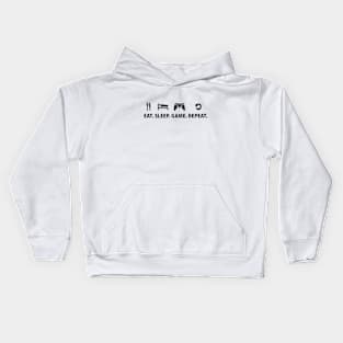 EAT SLEEP GAME REPEAT Kids Hoodie